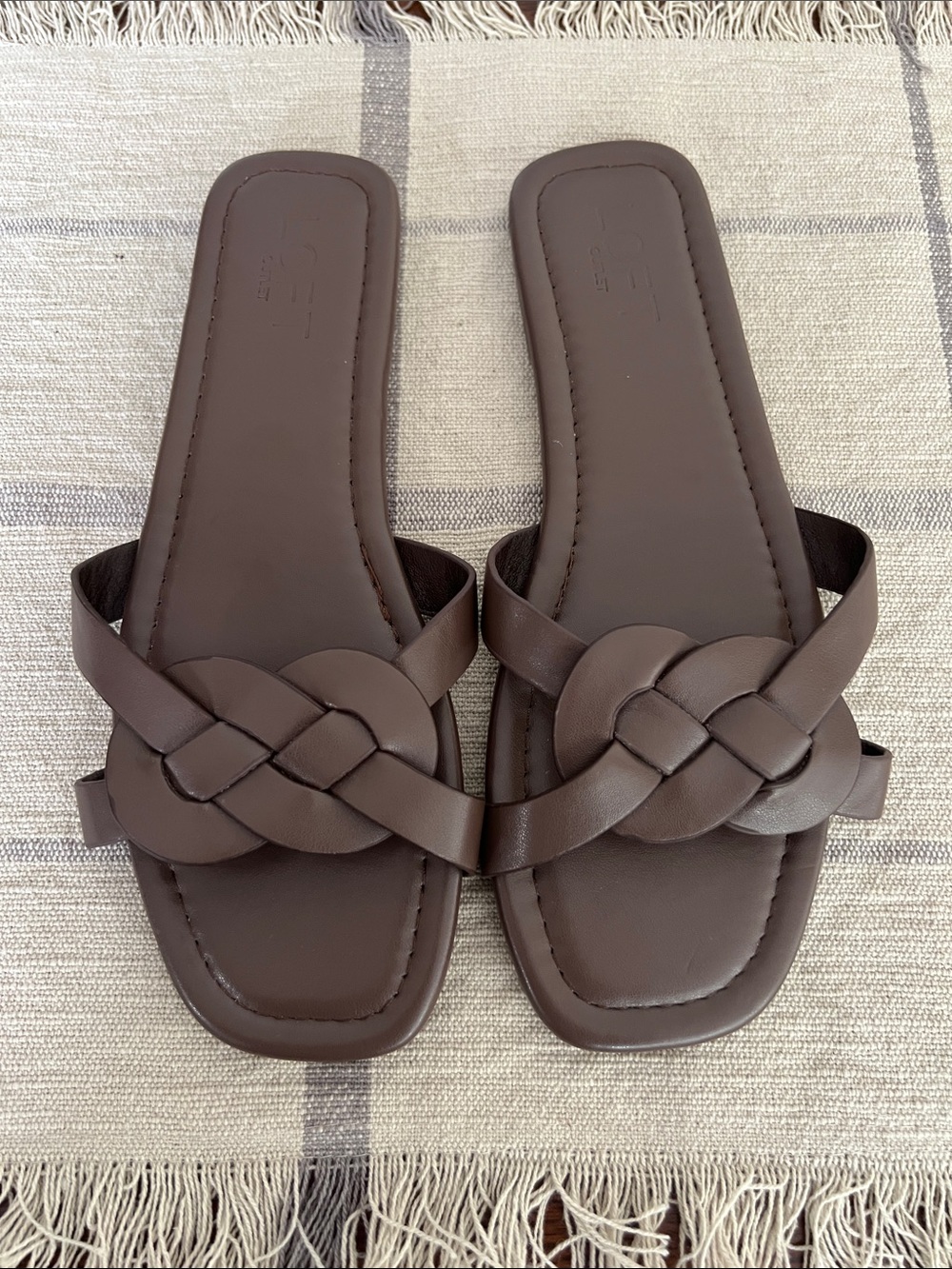Loft Brown Braided Slide Sandals - Women's Casual Slides